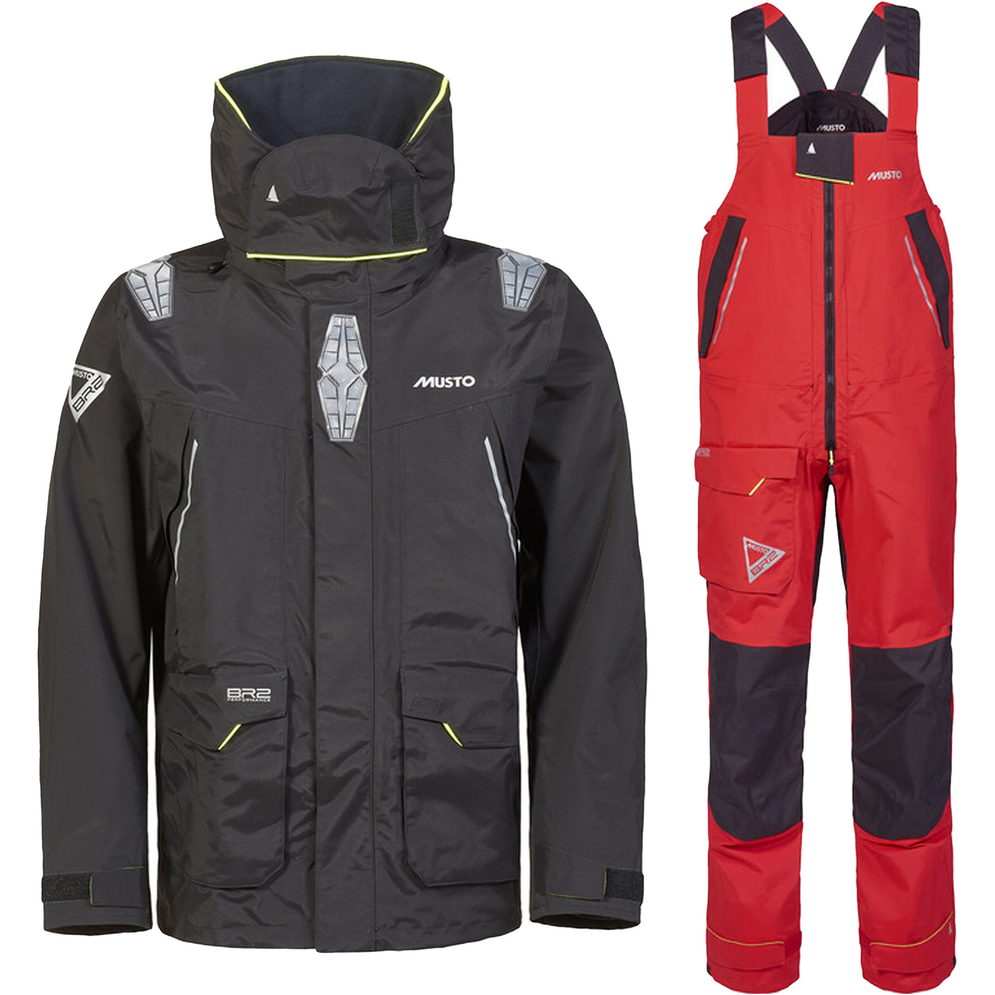 2026 Musto Herr BR2 Offshore Jacket & Salopette Seglingsdräkt  Black /röd